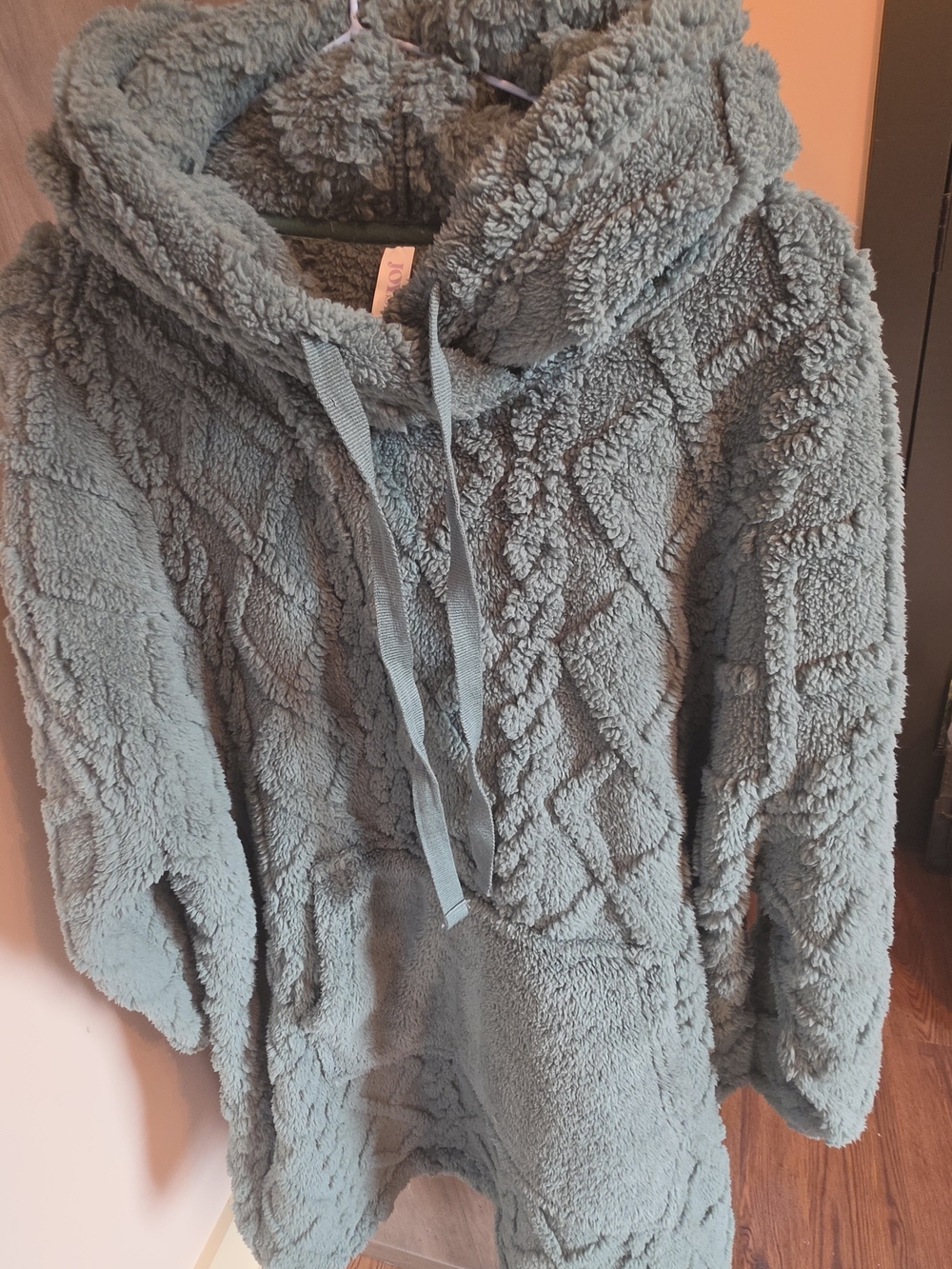 Cozy Hooded Sherpa Pullover Sweatshirt - Sage Green